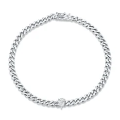 Sale SMALL CUBAN LINK BRACELET WITH PEAR DIAMOND CENTER Chain Link