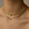 Store SMALL CUBAN LINK NECKLACE WITH PEAR SHAPED EMERALD CENTER STONE One Of A Kind