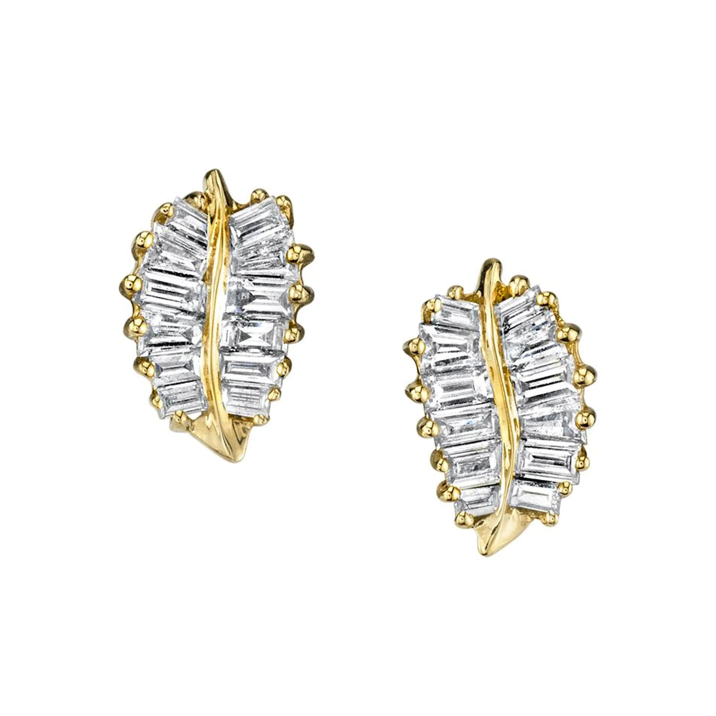 Fashion SMALL DIAMOND PALM LEAF STUDS Leaf