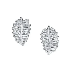 Fashion SMALL DIAMOND PALM LEAF STUDS Leaf