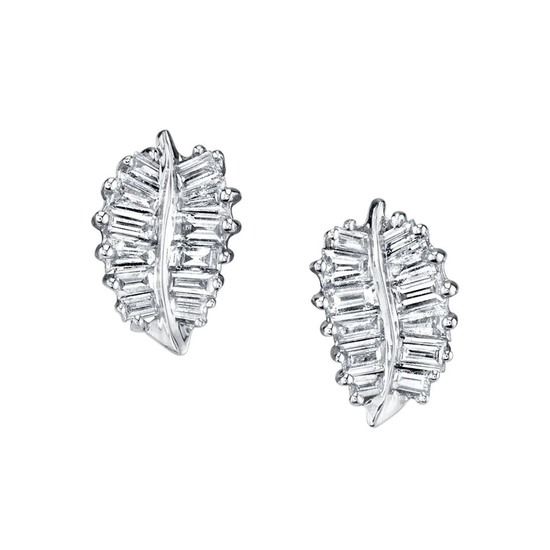Fashion SMALL DIAMOND PALM LEAF STUDS Leaf