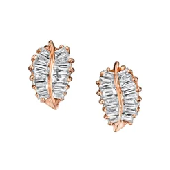 Fashion SMALL DIAMOND PALM LEAF STUDS Leaf