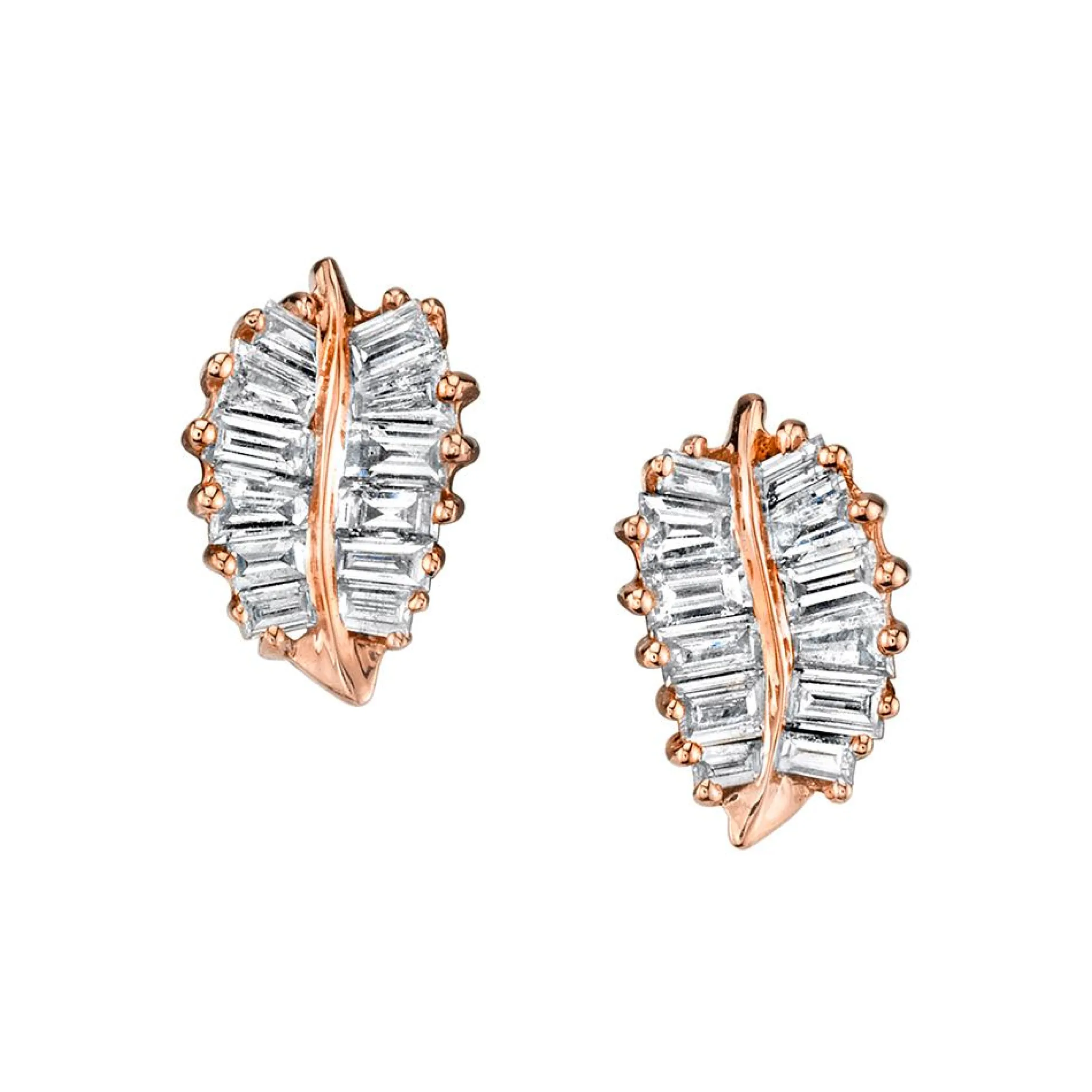 Fashion SMALL DIAMOND PALM LEAF STUDS Leaf
