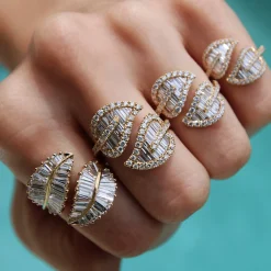 Cheap SMALL LEAF DIAMOND RING Leaf