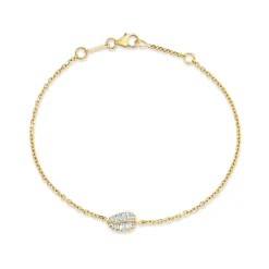 Hot SMALL PALM LEAF DIAMOND CHAIN BRACELET Chain Link|Leaf
