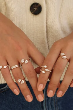 Cheap SMALL PALM LEAF DIAMOND RING Leaf