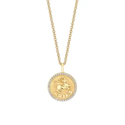 Flash Sale SMALL ZODIAC COIN PENDANT WITH DIAMOND FRAME Pendants|Zodiac Coins