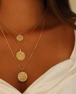 Flash Sale SMALL ZODIAC COIN PENDANT WITH DIAMOND FRAME Pendants|Zodiac Coins