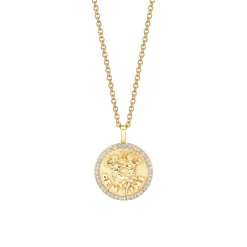 Flash Sale SMALL ZODIAC COIN PENDANT WITH DIAMOND FRAME Pendants|Zodiac Coins