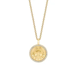 Flash Sale SMALL ZODIAC COIN PENDANT WITH DIAMOND FRAME Pendants|Zodiac Coins