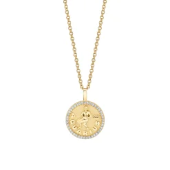 Flash Sale SMALL ZODIAC COIN PENDANT WITH DIAMOND FRAME Pendants|Zodiac Coins