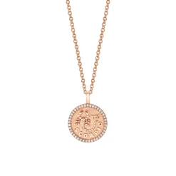 Flash Sale SMALL ZODIAC COIN PENDANT WITH DIAMOND FRAME Pendants|Zodiac Coins