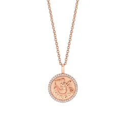 Flash Sale SMALL ZODIAC COIN PENDANT WITH DIAMOND FRAME Pendants|Zodiac Coins