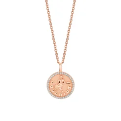 Flash Sale SMALL ZODIAC COIN PENDANT WITH DIAMOND FRAME Pendants|Zodiac Coins