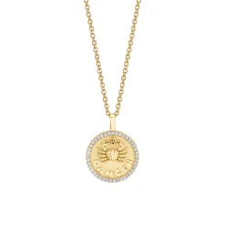 Flash Sale SMALL ZODIAC COIN PENDANT WITH DIAMOND FRAME Pendants|Zodiac Coins