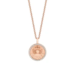 Flash Sale SMALL ZODIAC COIN PENDANT WITH DIAMOND FRAME Pendants|Zodiac Coins