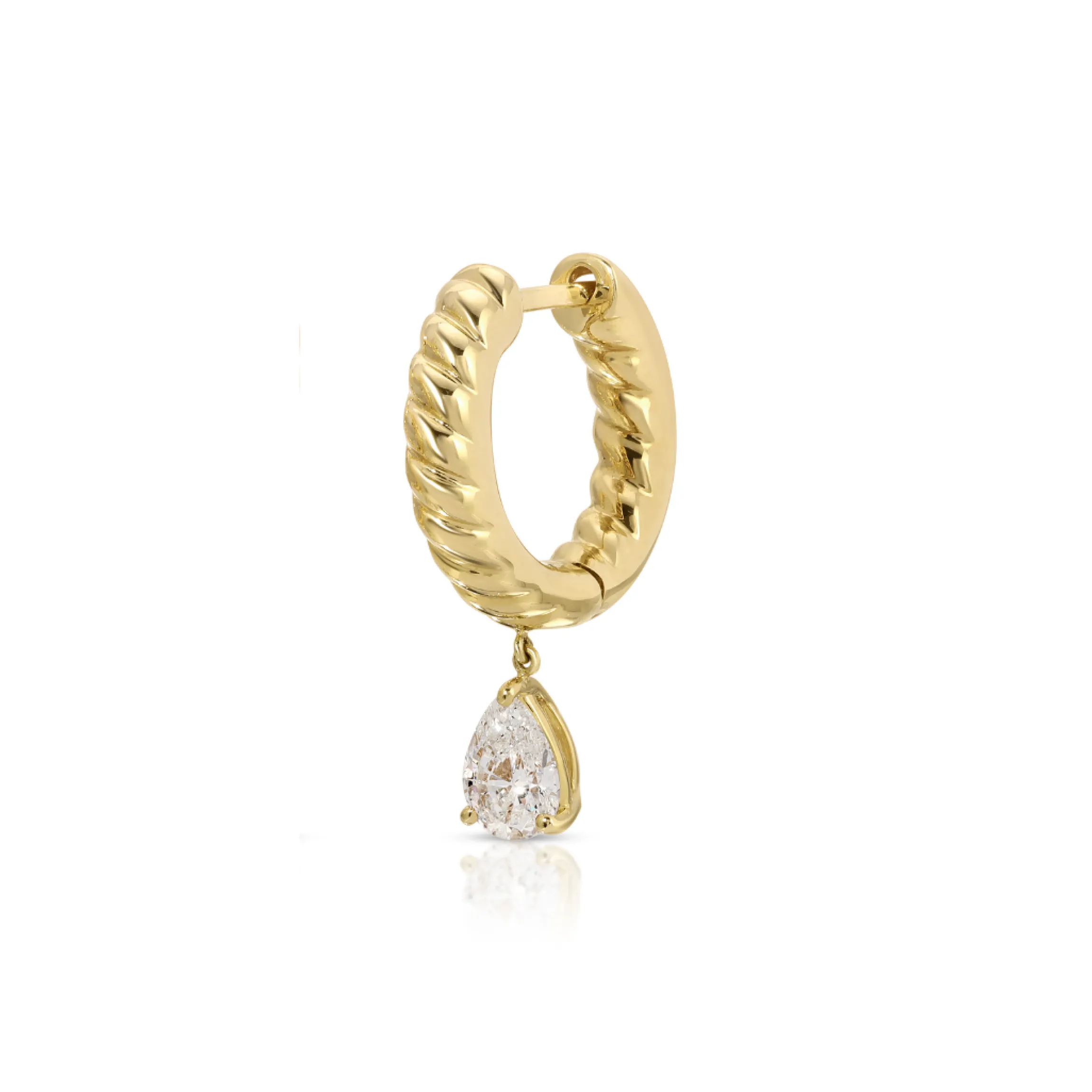 Shop SMALL ZOE HUGGIE WITH PEAR DIAMOND DROP Huggies