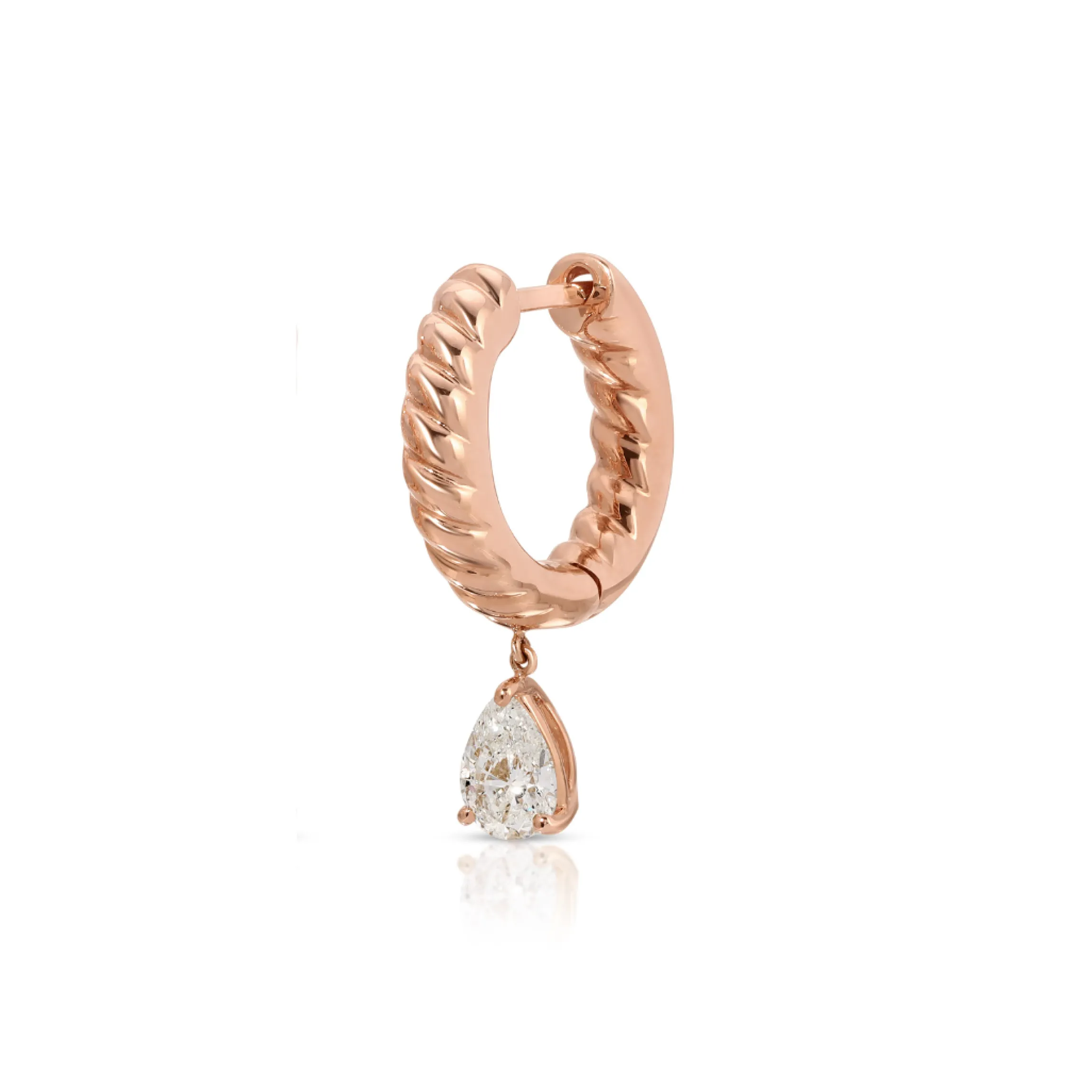Shop SMALL ZOE HUGGIE WITH PEAR DIAMOND DROP Huggies