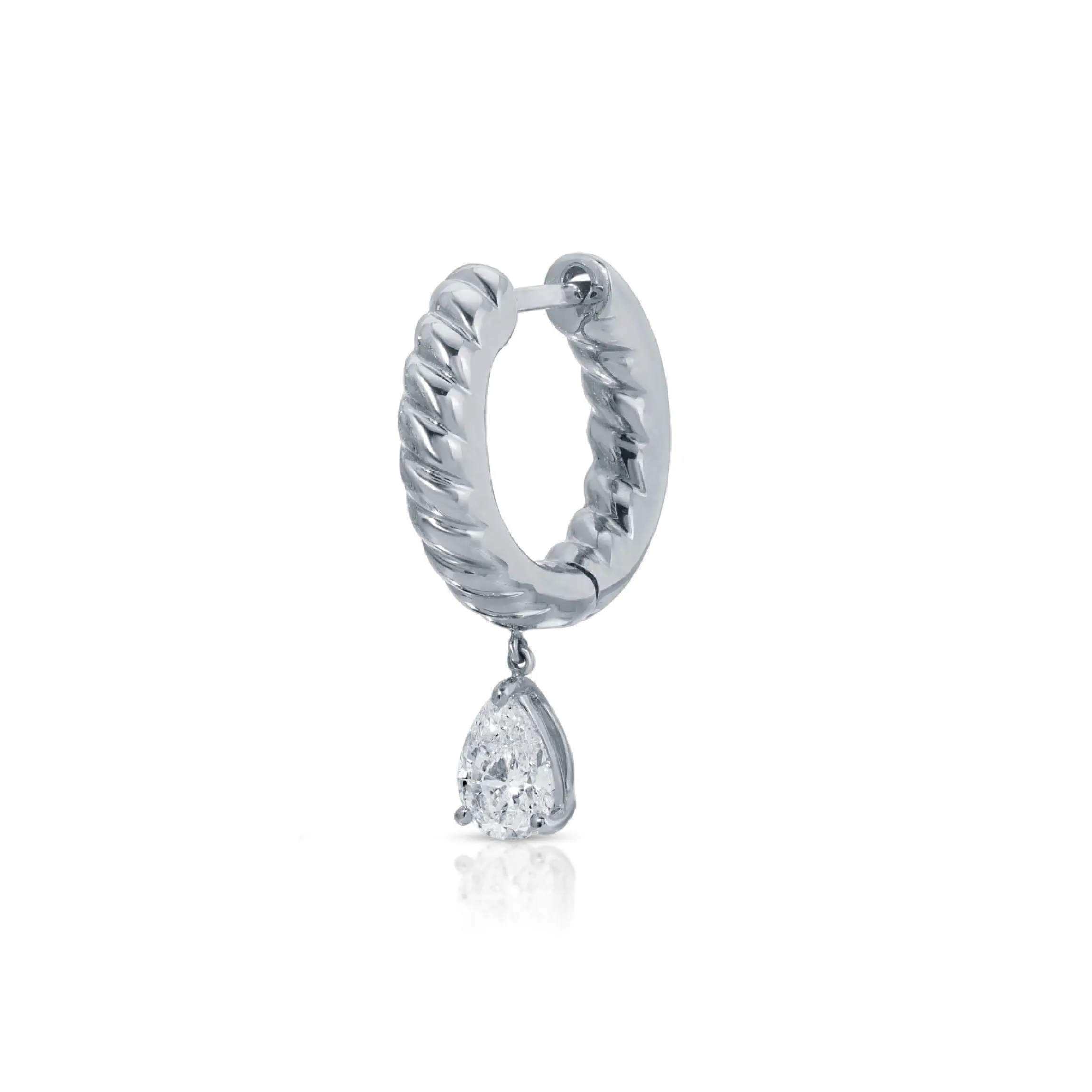 Shop SMALL ZOE HUGGIE WITH PEAR DIAMOND DROP Huggies