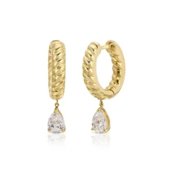 New SMALL ZOE HUGGIES WITH PEAR DIAMOND DROPS Huggies