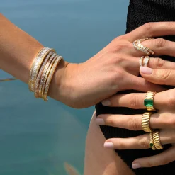 Flash Sale STACKED DIAMOND OVAL BANGLE Bangles
