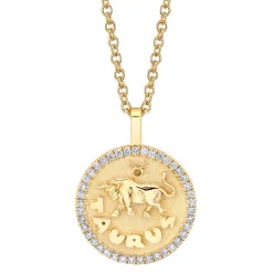 Discount TAURUS ZODIAC COIN PENDANT WITH DIAMOND FRAME Pendants|Zodiac Coins