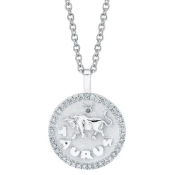 Discount TAURUS ZODIAC COIN PENDANT WITH DIAMOND FRAME Pendants|Zodiac Coins