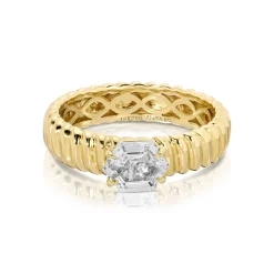 Shop THIN ZOE RING WITH HEXAGON DIAMOND CENTER One Of A Kind