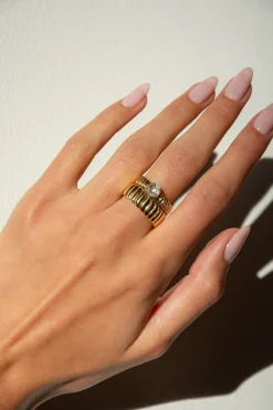 Shop THIN ZOE RING WITH HEXAGON DIAMOND CENTER One Of A Kind