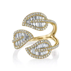 New TRI-LEAF DIAMOND RING Leaf