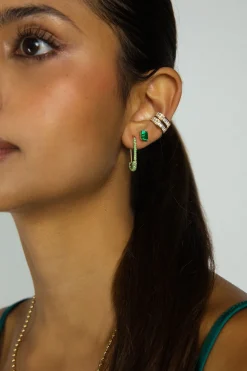 Clearance TSAVORITE SAFETY PIN EARRING Safety Pins & Clips