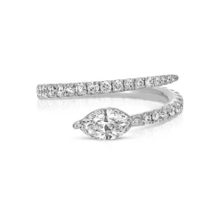 Online TWO ROW DIAMOND COIL RING WITH MARQUISE DIAMOND Coil