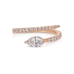 Online TWO ROW DIAMOND COIL RING WITH MARQUISE DIAMOND Coil