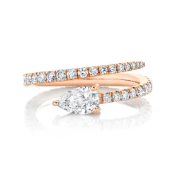 Best TWO ROW DIAMOND COIL RING WITH PEAR DIAMOND Coil