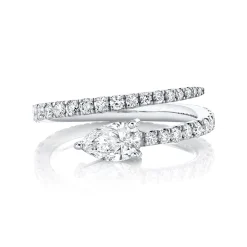Best TWO ROW DIAMOND COIL RING WITH PEAR DIAMOND Coil