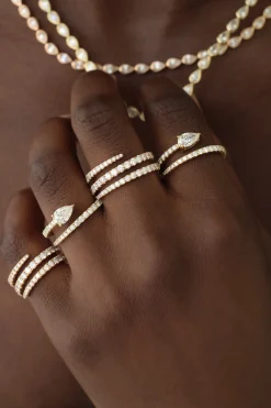 Best TWO ROW DIAMOND COIL RING WITH PEAR DIAMOND Coil