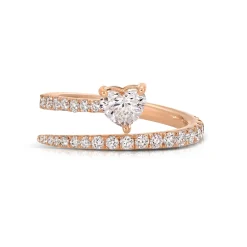 Best Sale TWO ROW PAVE COIL RING WITH HEART DIAMOND POINT Coil