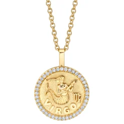 Cheap VIRGO ZODIAC COIN PENDANT WITH DIAMOND FRAME Pendants|Zodiac Coins