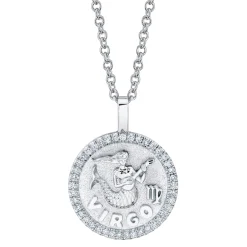 Cheap VIRGO ZODIAC COIN PENDANT WITH DIAMOND FRAME Pendants|Zodiac Coins