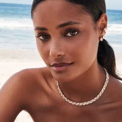 Hot WIDE PAVE DIAMOND CLEO CHOKER Chokers