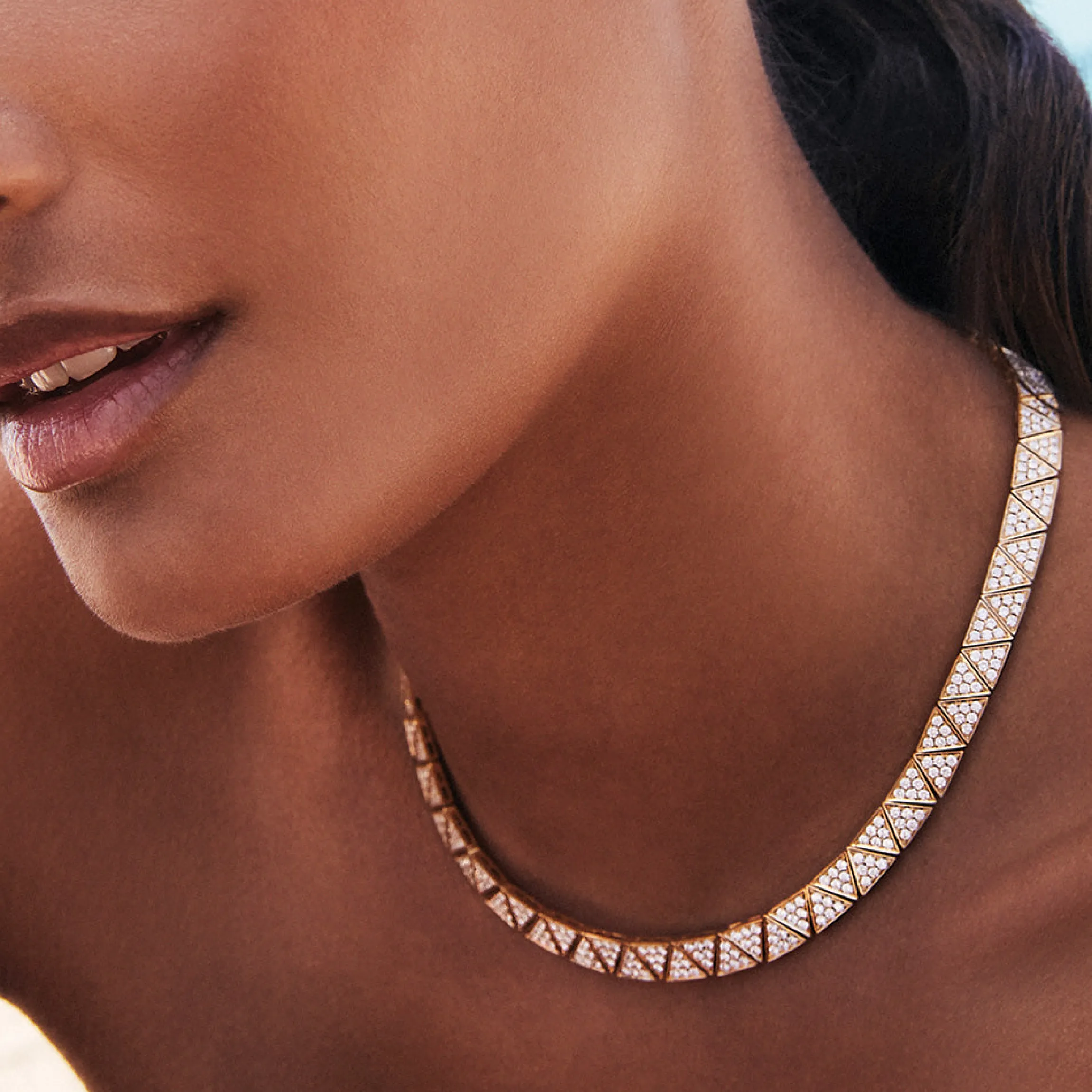 Hot WIDE PAVE DIAMOND CLEO CHOKER Chokers